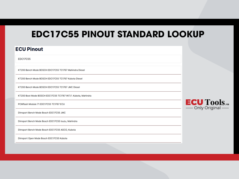 EDC17C55 Pinout Standard Lookup